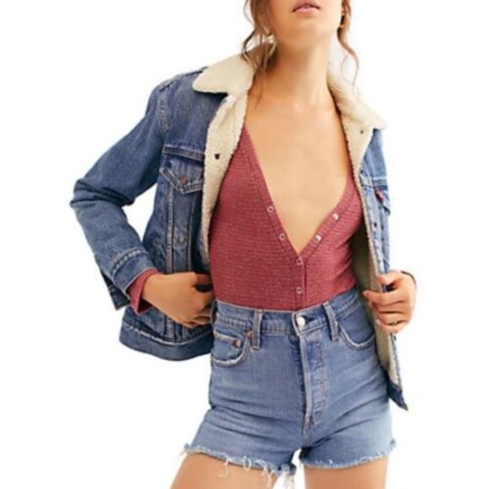 NWT FREE PEOPLE KEEP YOUR COOL HENLEY THERMAL BODYSUIT M
